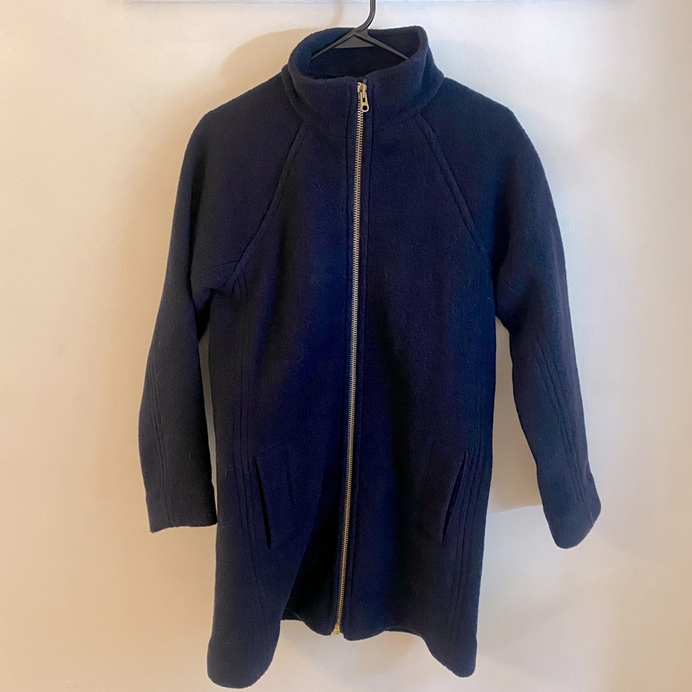 NWT J. Crew Swingy Mockneck Zip Up Coat Jacket Italian Wool Navy Blue AQ910 XXSP - Picture 4 of 6